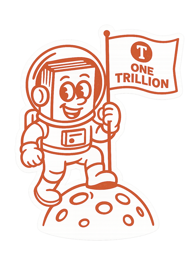 Billy astronauta plantando la bandera One Trillion